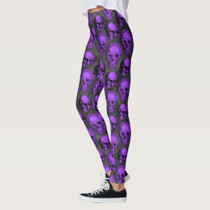 Paarse Schedels en Zonnebloem Serie Design 1 Leggings