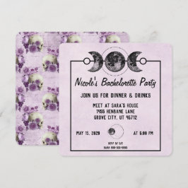 Paarse schedels gotische vrijgezellenfeest nodigt  kaart