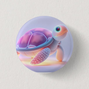 Paarse Schildpad Ronde Button 3,2 Cm