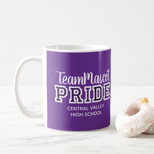 Paarse School Pride Mascot Name Coffee Mok (Met donut)