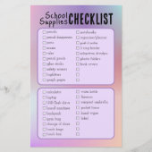 paarse schoolbenodigdheden checklist (Voorkant)