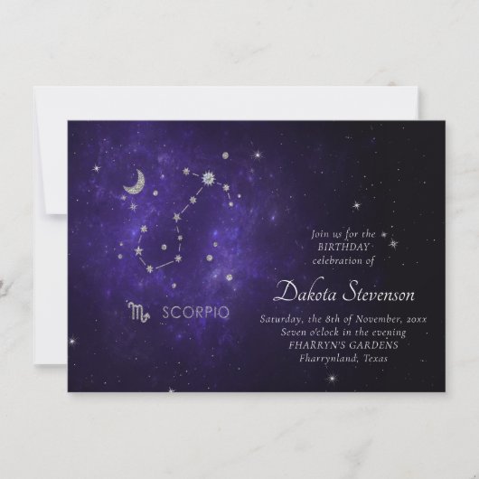 Paarse Schorpioen van dierenriem | Kosmische Astro Kaart (Voorkant)
