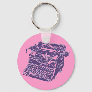  Paarse schrijfmachine Sleutelhanger