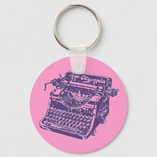 Paarse schrijfmachine Sleutelhanger (Voorkant)