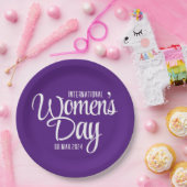 Paarse Script Internationale Vrouwendag 8 maart Papieren Bordje (Feest)