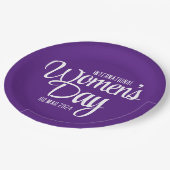 Paarse Script Internationale Vrouwendag 8 maart Papieren Bordje (Gekanteld)