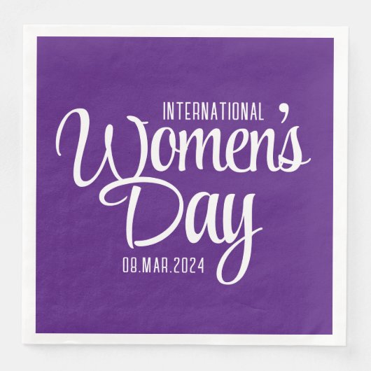 Paarse Script Internationale Vrouwendag 8 maart Servet (Voorkant)