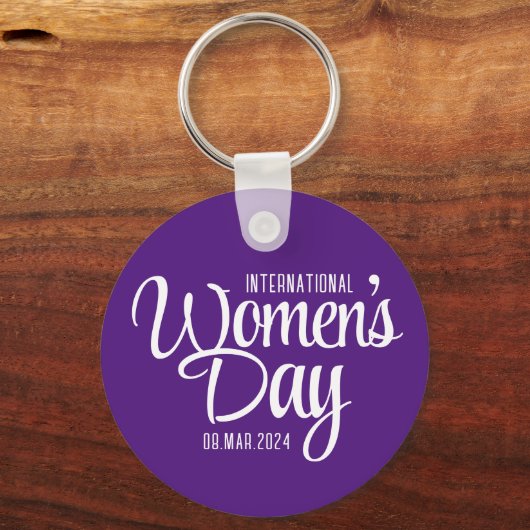 Paarse Script Internationale Vrouwendag 8 maart Sleutelhanger (Voorkant)