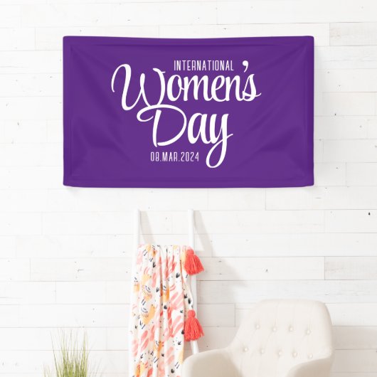 Paarse Script Internationale Vrouwendag 8 maart Spandoek (Insitu)