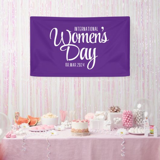 Paarse Script Internationale Vrouwendag 8 maart Spandoek (Feest)