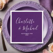 Paarse Script minimalistische bruiloft Servet