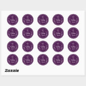 Paarse Script Seal Sla de datum op Ronde Sticker (Vel)
