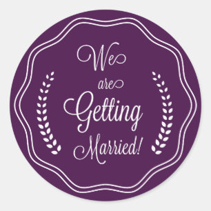 Paarse  Script Seal Sla de datum op Ronde Sticker