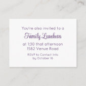 Paarse Script Temple Sealing & Meal Invitation Informatiekaartje (Achterkant)