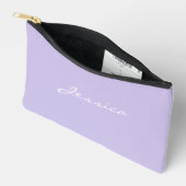 Paarse scriptnaam Minimal Modern Travel Cosmetic Etui (Open)