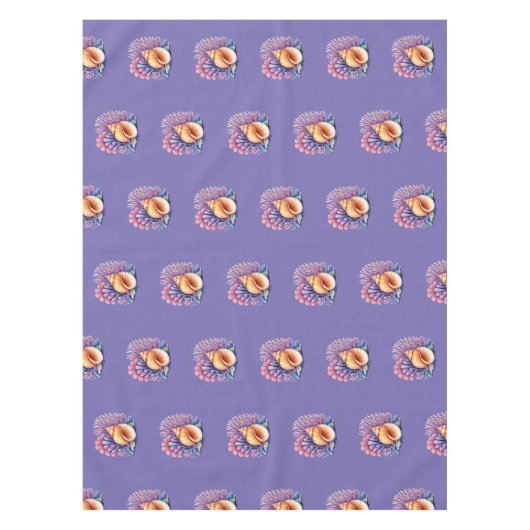 Paarse Seashell Beach Party Tafelkleed (Voorkant)