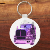 Paarse Semi Truck Sleutelhanger (Voorkant)