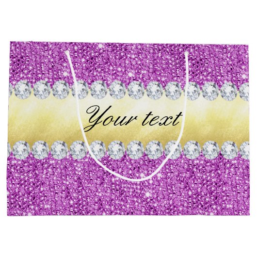 Paarse Sequins Gold Foil Bling Diamonds Groot Cadeauzakje