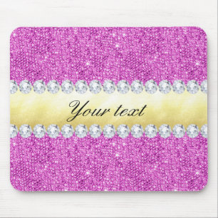 Paarse Sequins Gold Foil en Diamonds Muismat