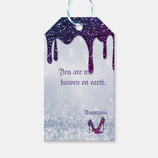 Paarse Sequins, Heels Cadeaulabel (Voorkant)