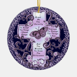 Paarse Serenity Prayer Cross-sieraad Keramisch Ornament