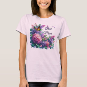 Paarse Sering  Beste Moeder Bloem T-Shirt