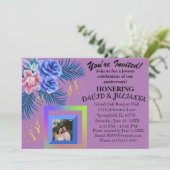 Paarse Sering Bloem Boho Modern Trendy Uitnodiging (Staand voorkant)