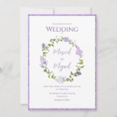Paarse Sering Bloemenglitter Moderne Trouwdag Kaart (Voorkant)