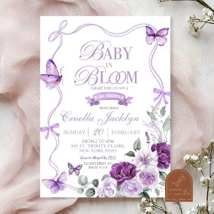 Paarse Sering Bloemige Baby in Bloom Baby Borrel Kaart