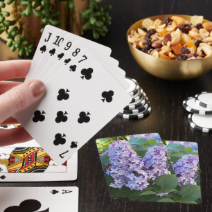 Paarse Sering Bloesem Bloemstuk Pokerkaarten