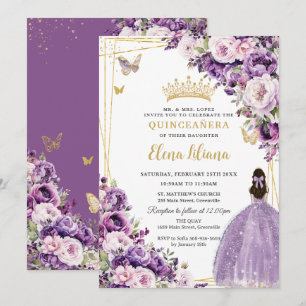 Paarse Sering Blush Bloemige Quinceanera 15 Sweet Kaart