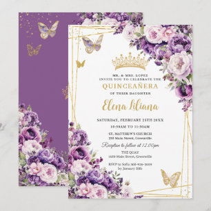 Paarse Sering Blush Bloemige Quinceanera 15 Sweet Kaart