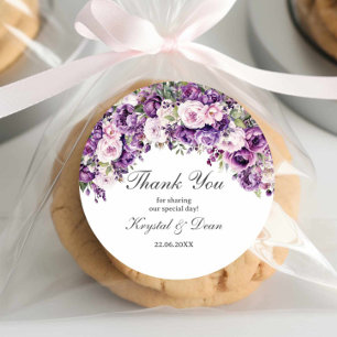 Paarse Sering Blush Bloemige Ronde Trouwsticker Sticker