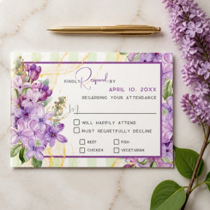 Paarse Sering Huwelijksreactiekaart RSVP Kaartje