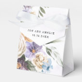 Paarse Sering Pioen Wilde Bloemen Boeket Bruiloft Bedankdoosjes (Voorkant Zijde)