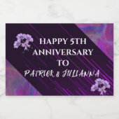 Paarse Sering Trendy Boho Modern Chic Jubileum Sparkling Wijnetiket (Enkel label)