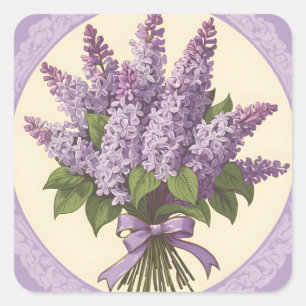 Paarse Seringbloemen Vierkante Sticker