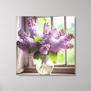 Paarse Seringeboeket Canvas Afdruk