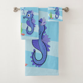 Paarse set handdoekjes met zeehondenklauw bad handdoek