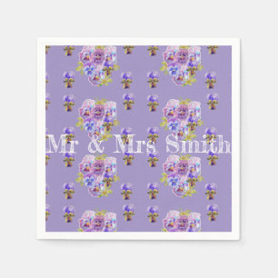 Paarse Shabby Pansy Decor Servet Napkins lila
