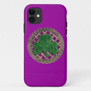 Paarse Shamrock en Celtic Knots iPhone 5G Hoesje
