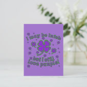 Paarse Shamrock St. Patrick's Day Design Briefkaart (Staand voorkant)
