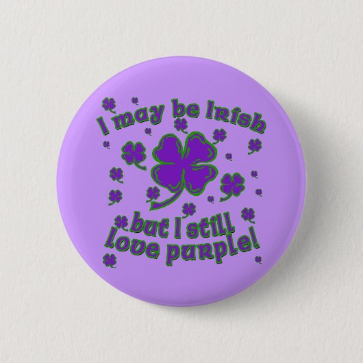 Paarse Shamrock St. Patrick's Day Design Ronde Button 5,7 Cm (Voorkant)