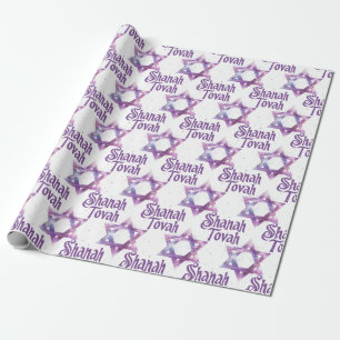 Paarse Shanah Tovah-verpakbladen Cadeaupapier