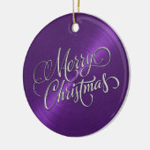 Paarse Sheen en Silver Merry Kerstmis Keramisch Ornament (Links)