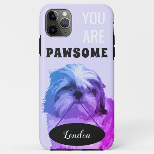 Paarse Shih Tzu iPhone 11 Pro Max Hoesje (Achterkant)