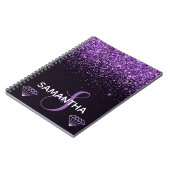 Paarse Shimmer Glitter & Diamonds - monogram Notitieboek (Linkerzijde)