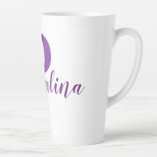 Paarse Shimmer Illustrated Letter P Latte Mok (Rechts)