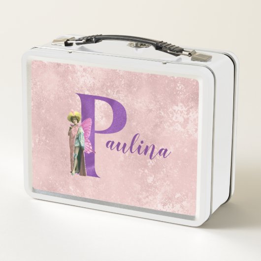 Paarse Shimmer Illustratieve letter P Naam toevoeg (Achterkant)