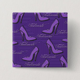 Paarse Shoes-Fashionista-Button Vierkante Button 5,1 Cm